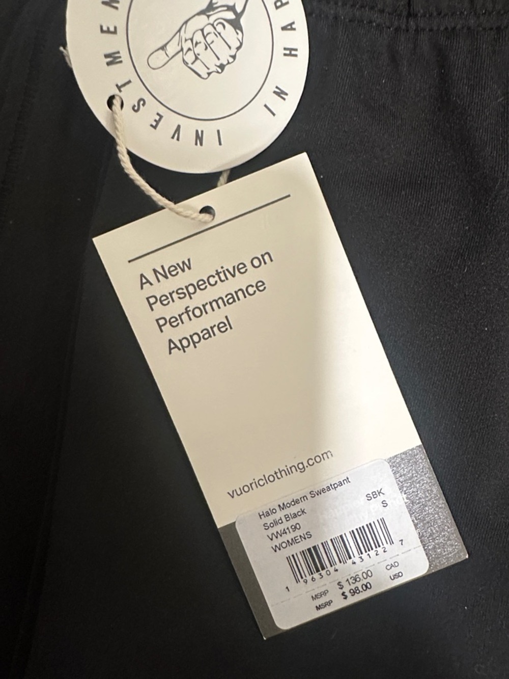 NWT NEW Vuori Halo Modern Sweatpant Sz Small black - Picture 5 of 5